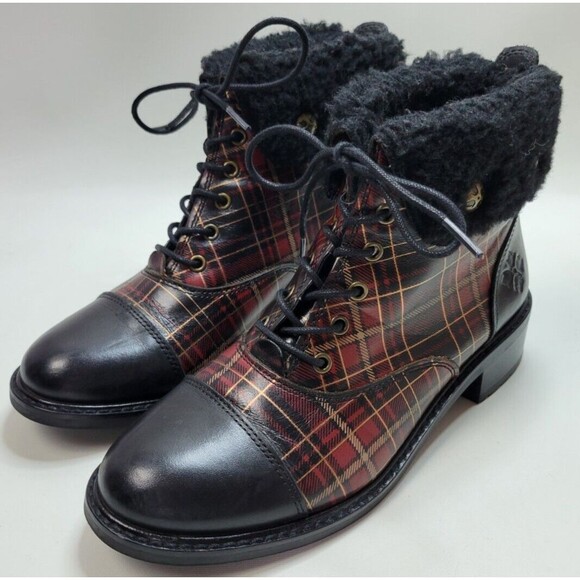 Patricia Nash Lia 2 Tartan Plaid Leather Ankle Boots‎ Sz 7 M - Picture 6 of 13